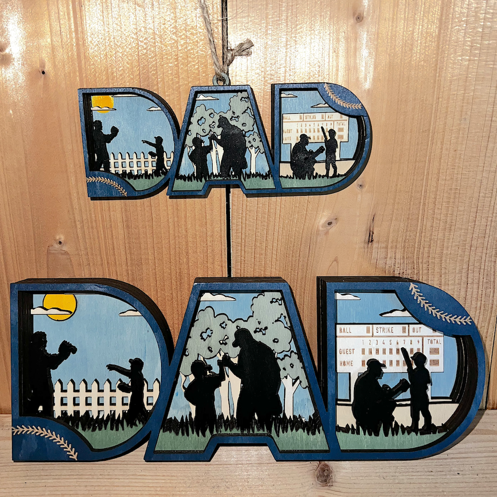 Baseball Dad Christmas Ornament - 3D Wooden Keepsake