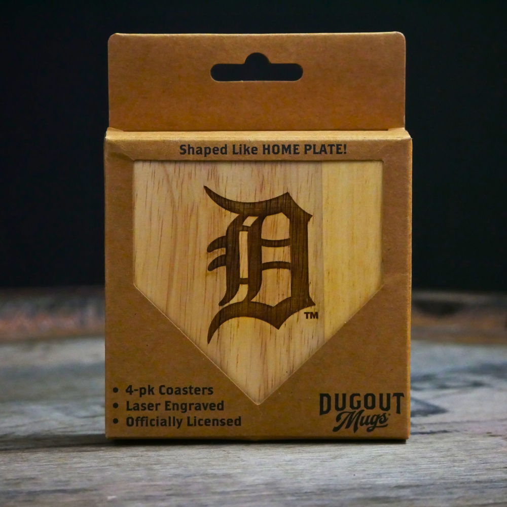 Detroit Tigers "D" Dugout Mug® | 4 Pack Wooden Coaster Set