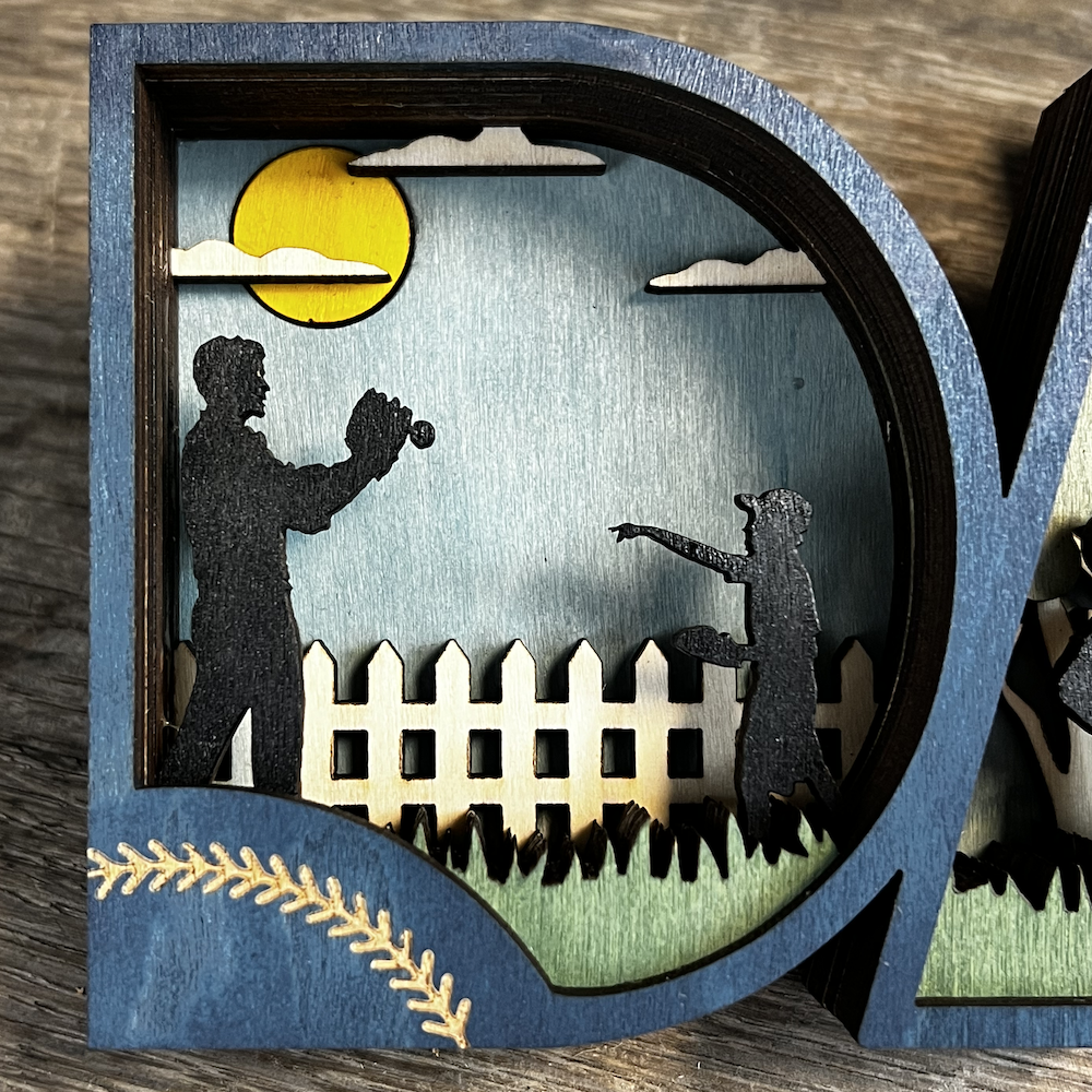 Baseball "DAD" 3D Layered Wood Art - Baseball Shelf Decor