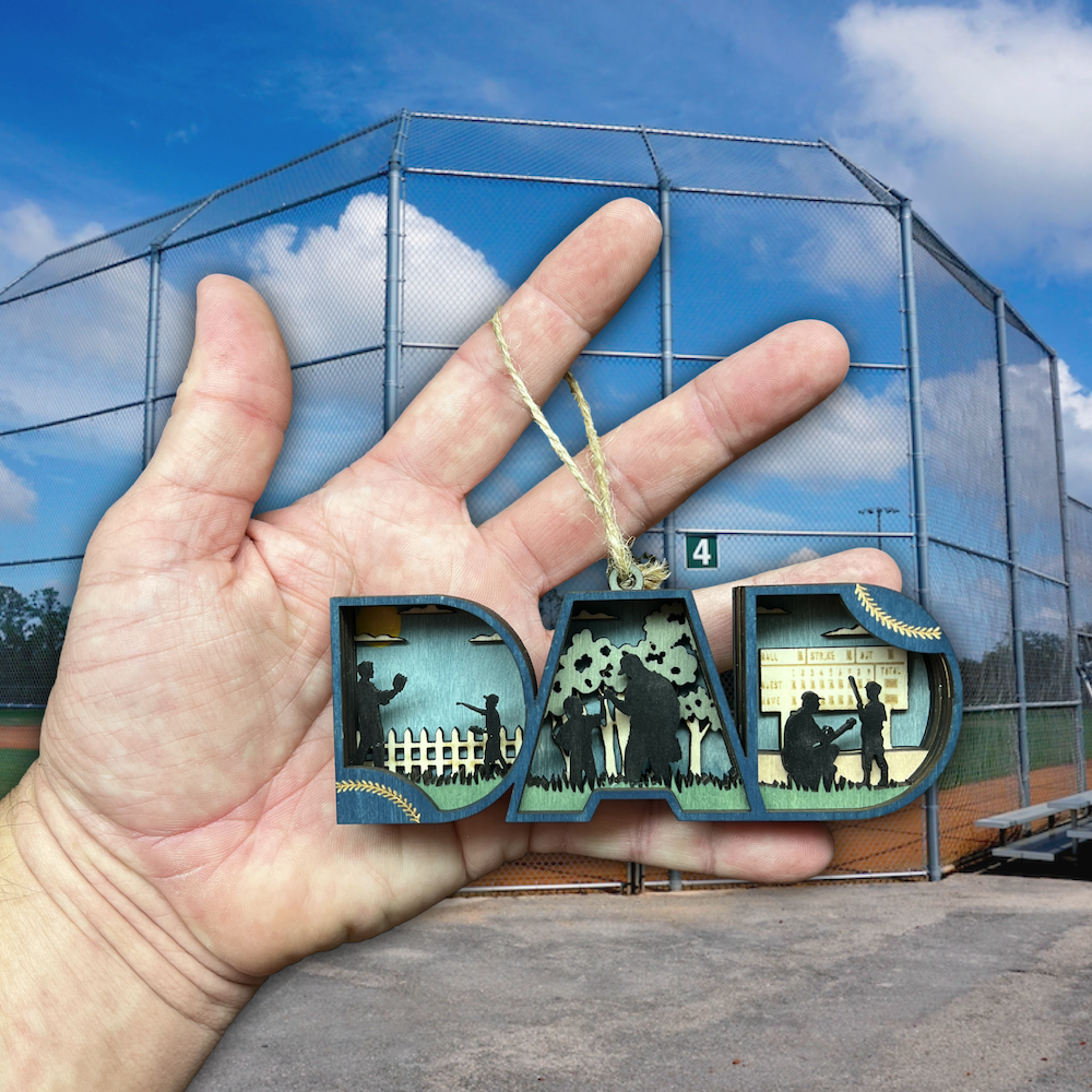 Baseball Dad Christmas Ornament - 3D Wooden Keepsake