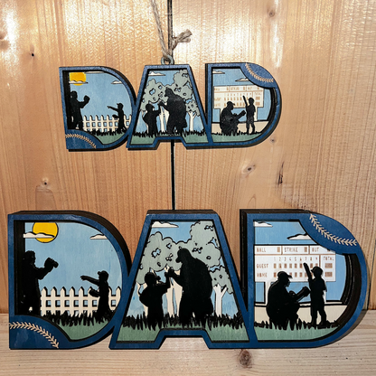 Baseball Dad Christmas Ornament - 3D Wooden Keepsake