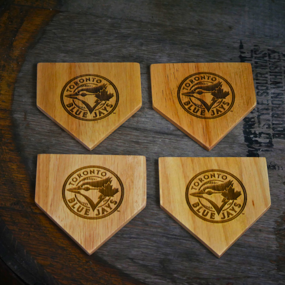 NEW ITEM - Wooden MLB Home Plate Coasters - 4 Pack