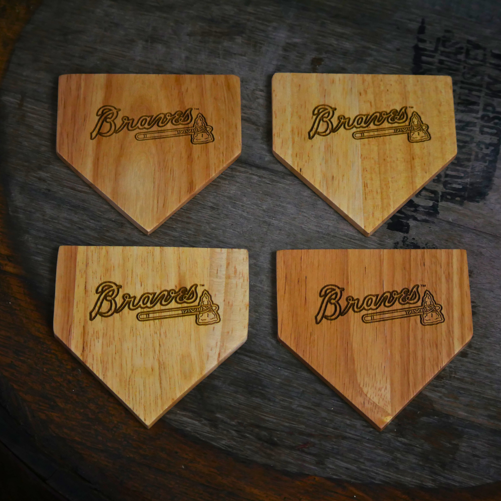 NEW ITEM - Wooden MLB Home Plate Coasters - 4 Pack