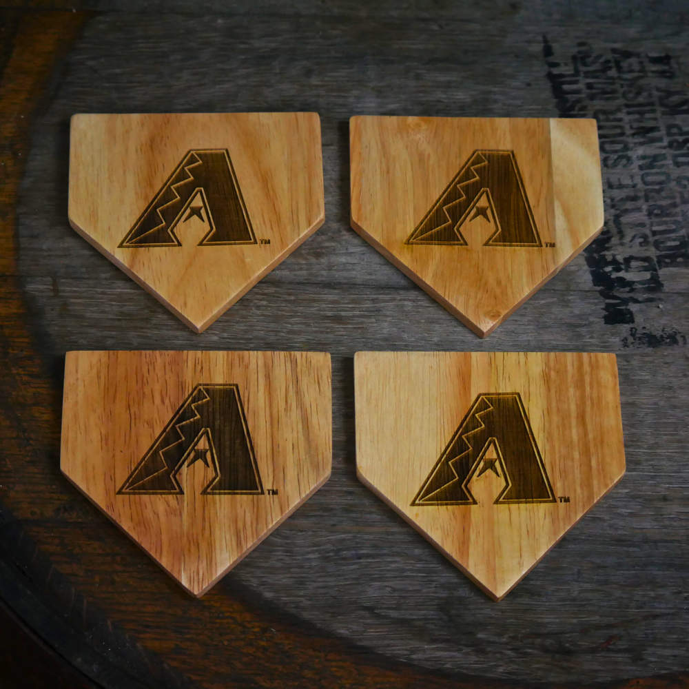 NEW ITEM - Wooden MLB Home Plate Coasters - 4 Pack