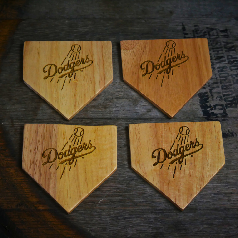 NEW ITEM - Wooden MLB Home Plate Coasters - 4 Pack