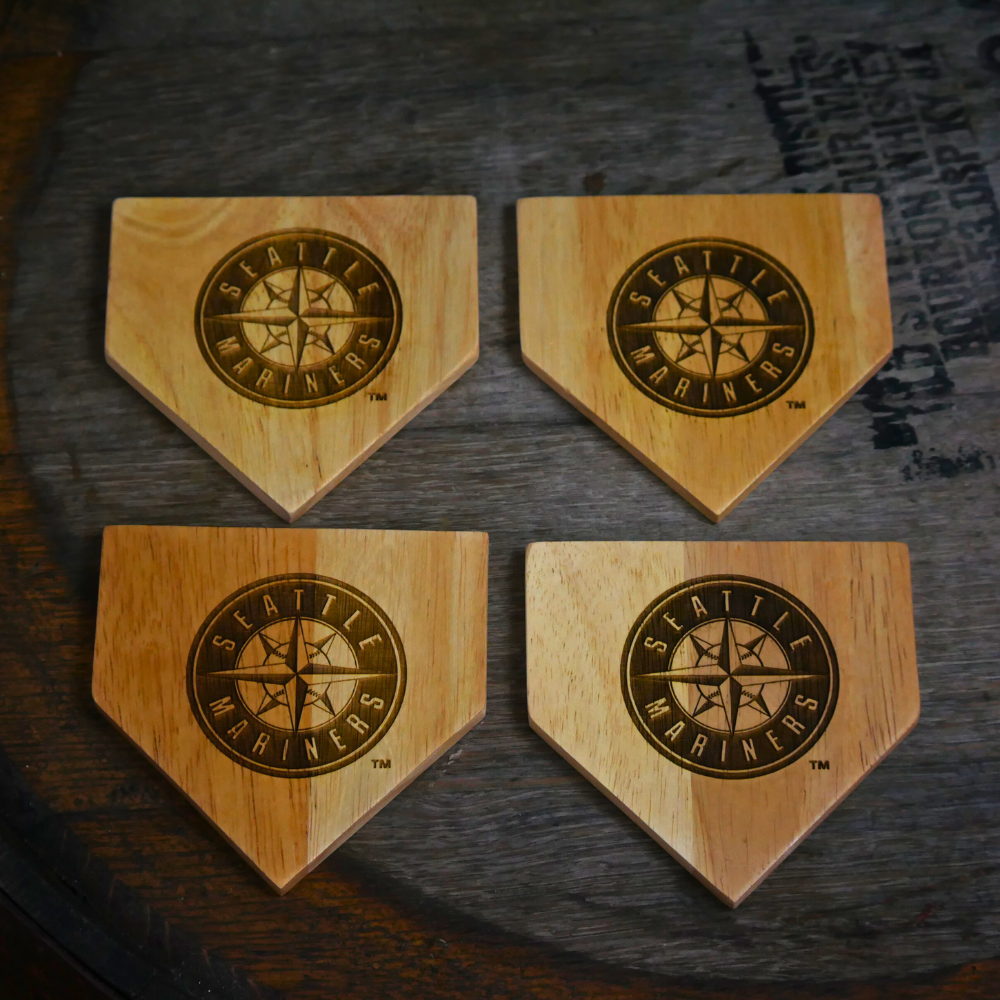 NEW ITEM - Wooden MLB Home Plate Coasters - 4 Pack