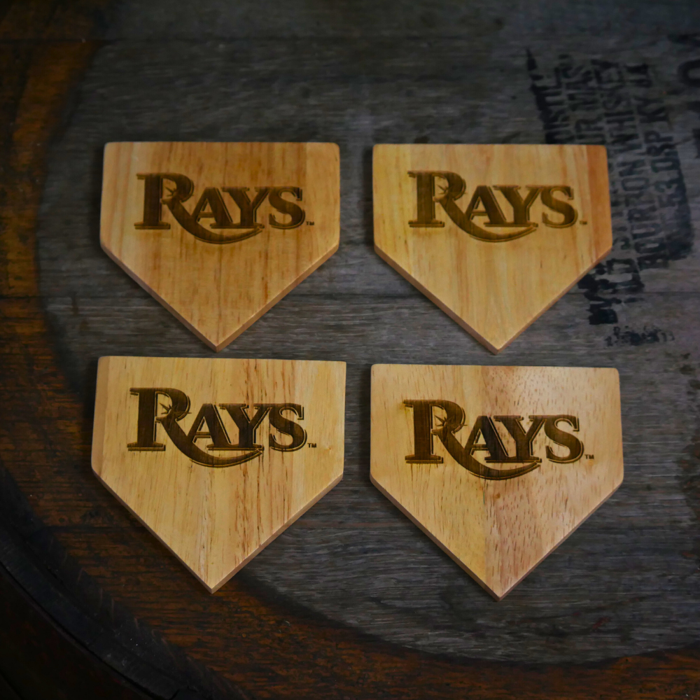 NEW ITEM - Wooden MLB Home Plate Coasters - 4 Pack