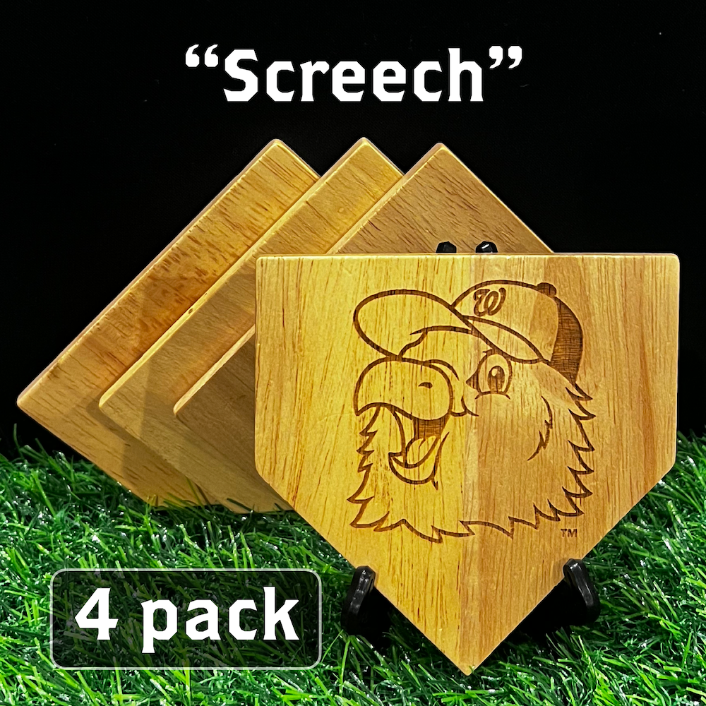 NEW ITEM - Wooden MLB Home Plate Coasters - MASCOT EDITION