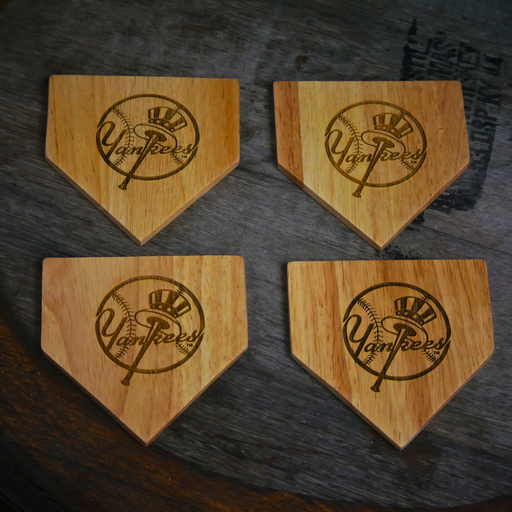 NEW ITEM - Wooden MLB Home Plate Coasters - 4 Pack