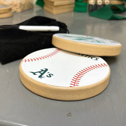 Toronto Blue Jays Portable Dry Erase Game Board - 6.5" Double-Sided Wooden Tic Tac Toe Travel Set with Marker & Bag
