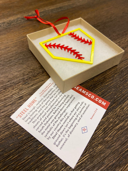 “STEEL HOME" Softball Christmas Ornament