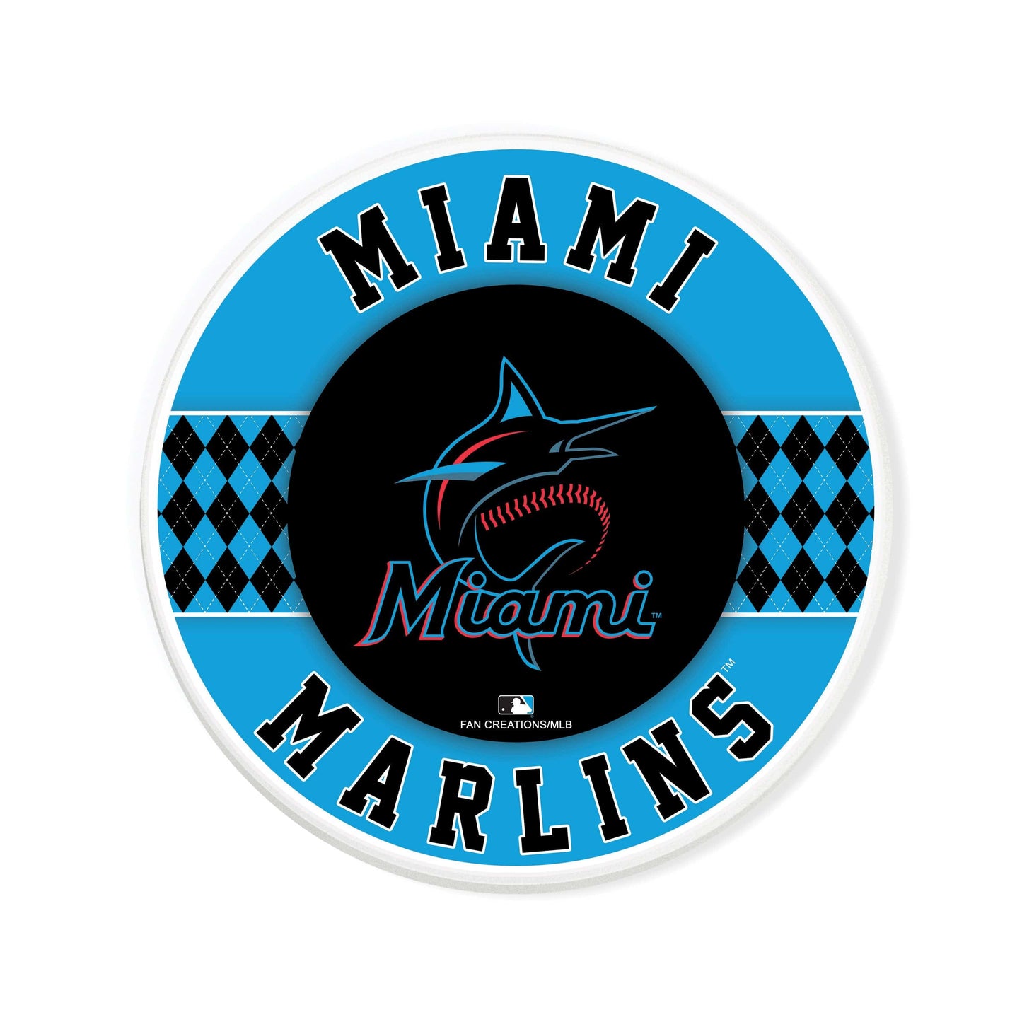 MLB - Miami Marlins 4 inch Ceramic Argyle Coaster
