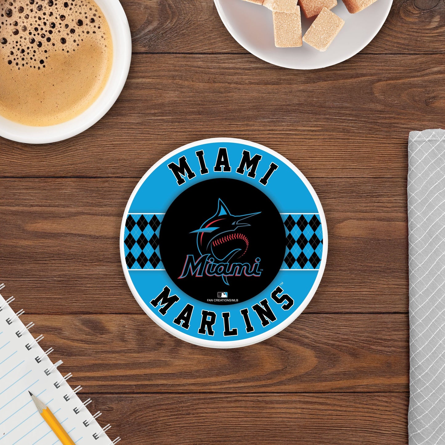 MLB - Miami Marlins 4 inch Ceramic Argyle Coaster